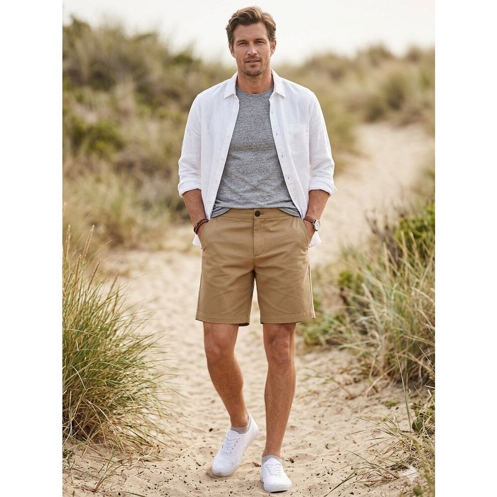 New the Kooples Memphis cotton loose fit shorts khaki XS